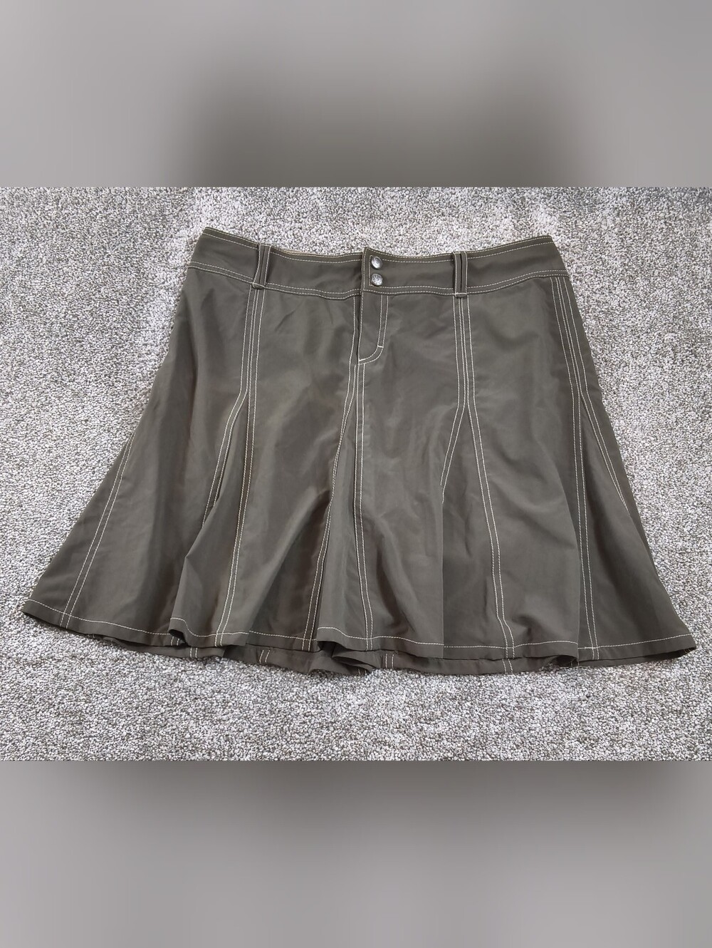 ATHLETA Size 10P Womens Brown Zip Fly A-Line Short Hiking Outdoor Pleated Skirt